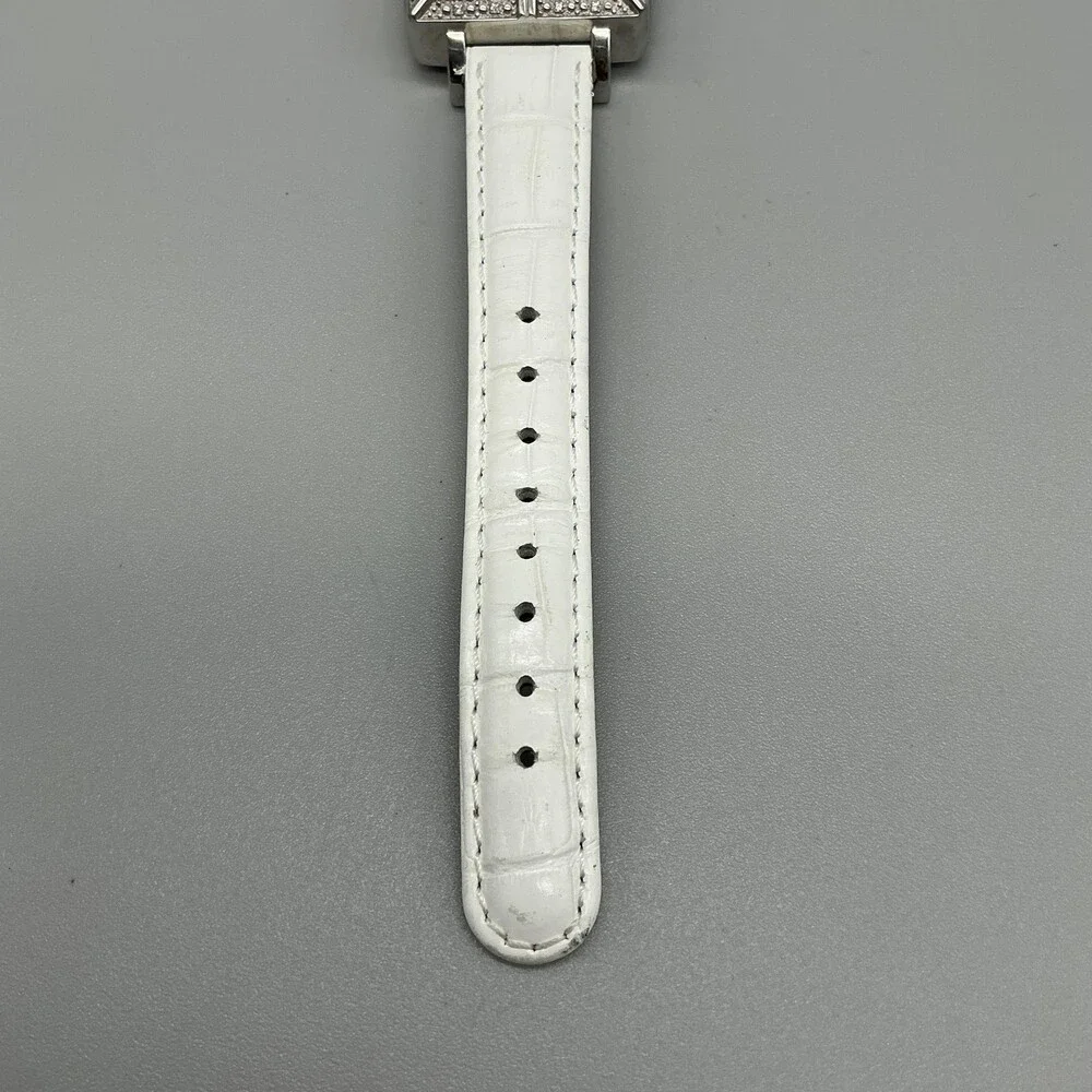 Invicta Wildflower 1210 Womens Watch 33mm Square Silver Tone Leather New Battery
